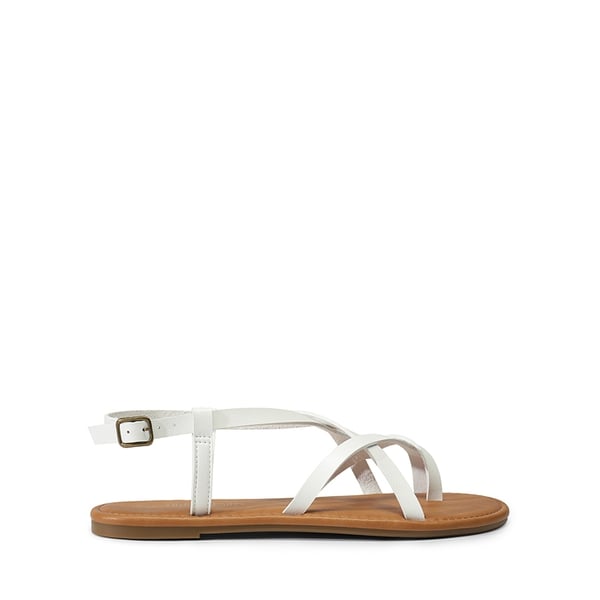 Strappy Thong Flat Sandals - WHITE - 1