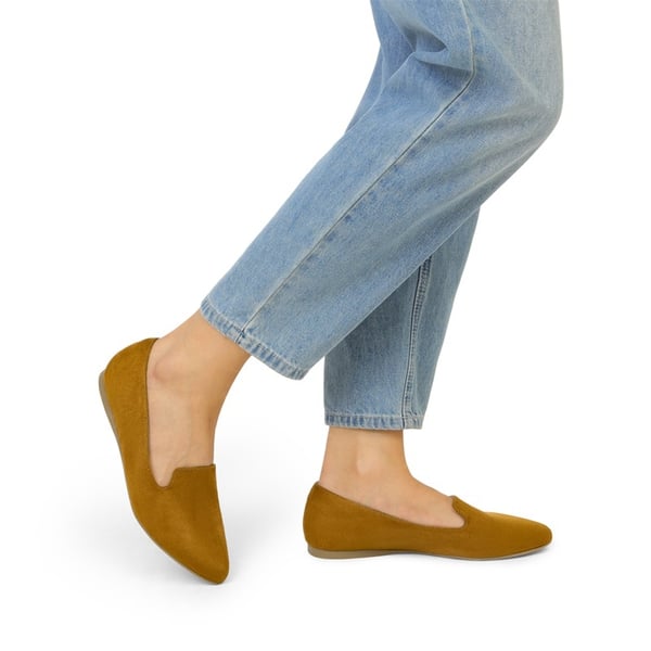 Comfortable Pointed Toe Slip On Loafers - TAN-SUEDE - 6