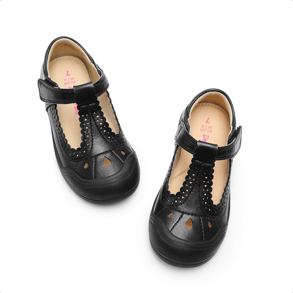 Girls' Mary Jane T-Strap School Flats - BLACK - 3
