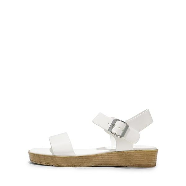 Single Strap Flatform Sandals  - WHITE - 3