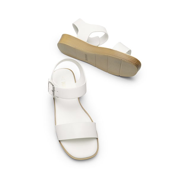 Single Strap Flatform Sandals  - WHITE - 5