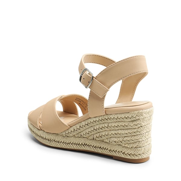 Espadrille Criss Cross Wedge Sandals - NUDE-NUBUCK - 4