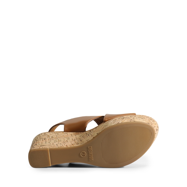 Casual Platform Criss-Cross Wedge Sandals - BROWN-PU - 4