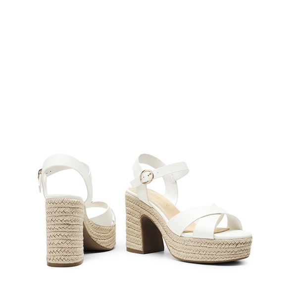 Espadrille Platform Chunky Heel Sandals - WHITE-PU - 3