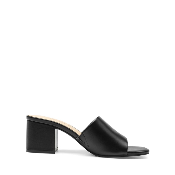 Square Toe Casual Chunky Heel Sandals - BLACK-PU - 1