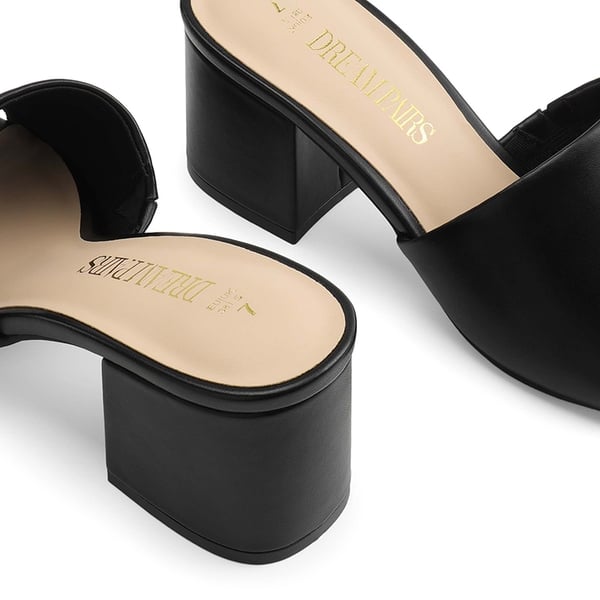 Square Toe Casual Chunky Heel Sandals - BLACK-PU - 3