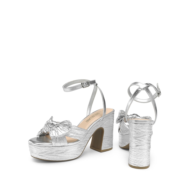 Bow Knot Platform Sandals - SILVER - 3