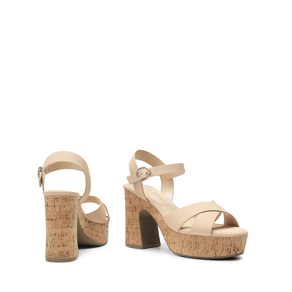 Espadrille Platform Chunky Heel Sandals - NUDE-NUBUCK - 3