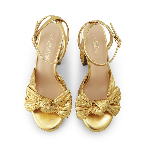 Bow Knot Platform Sandals - GOLD - 2