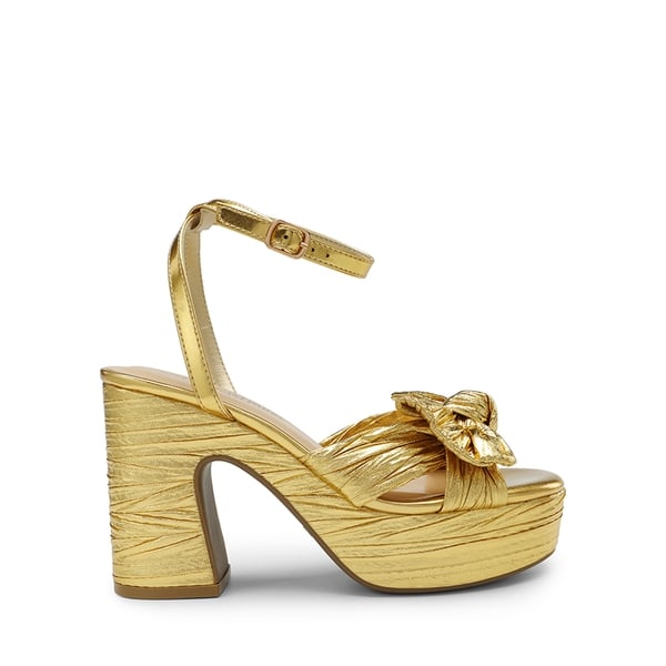 Bow Knot Platform Sandals - GOLD - 1
