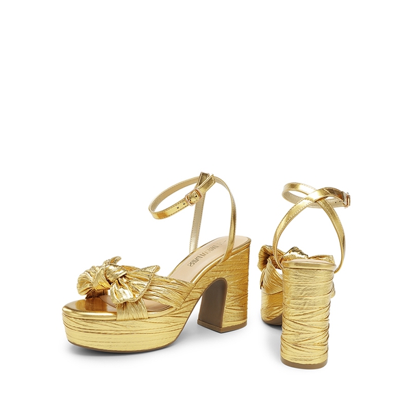 Bow Knot Platform Sandals - GOLD - 3