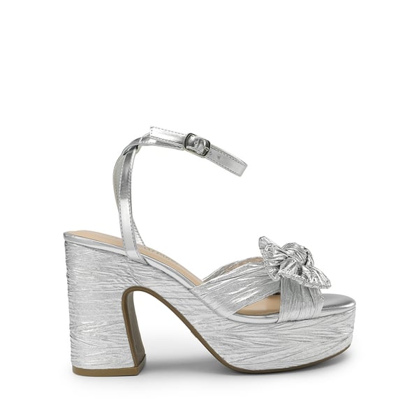 Bow Knot Platform Sandals - SILVER - 1