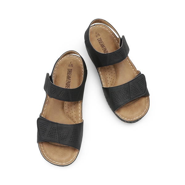 Lightweight Hook-and-loop Straps Sandals - BLACK - 3