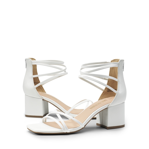 Square Toe Strappy Sandals - WHITE-PU - 4