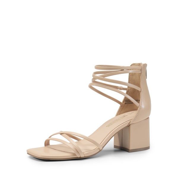 Square Toe Strappy Sandals - NUDE PU -  0