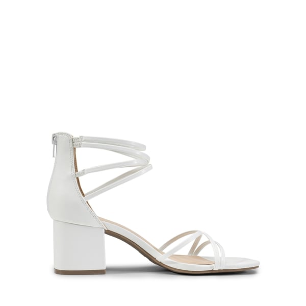 Square Toe Strappy Sandals - WHITE-PU - 3
