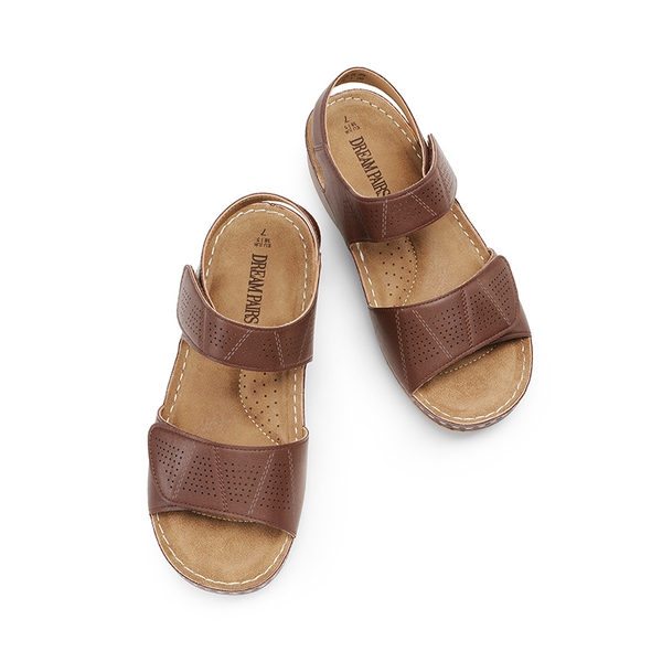 Lightweight Hook-and-loop Straps Sandals - BROWN - 3