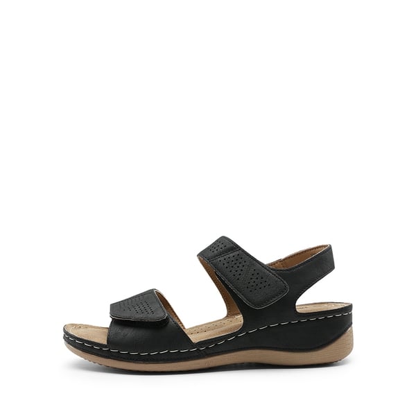 Lightweight Hook-and-loop Straps Sandals - BLACK - 1