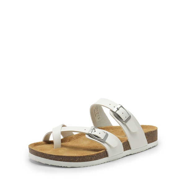 Cork Footbed Thong Slide Sandals  - WHITE -  0