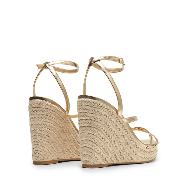 Espadrille Strappy Platform Sandals - GOLD - 6