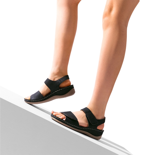 Lightweight Hook-and-loop Straps Sandals - BLACK - 5