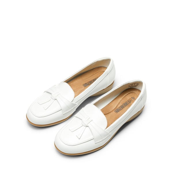 Arch Support Tassel Loafers - WHITE - 5