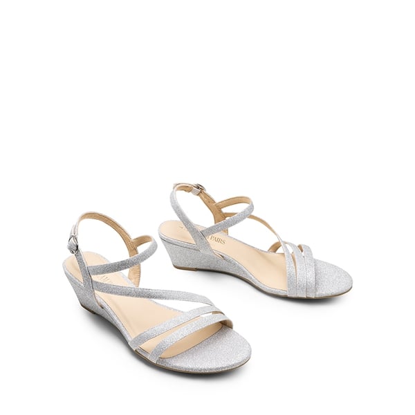 Strappy Wrapped Wedge Sandals - SILVER-GLITTER - 2