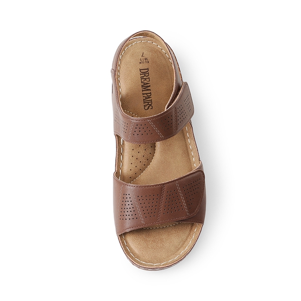 Lightweight Hook-and-loop Straps Sandals - BROWN - 2