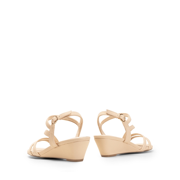 Strappy Wrapped Wedge Sandals - NUDE-NUBUCK - 3