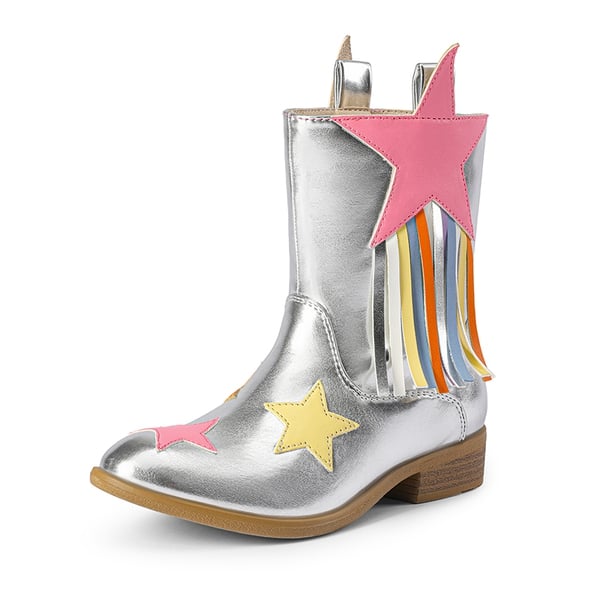 Kids Star Tassel Cowgirl Boots - SILVER -  0