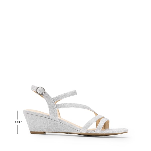 Strappy Wrapped Wedge Sandals - SILVER-GLITTER - 1