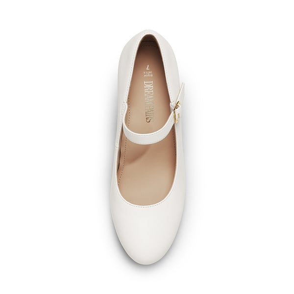 Mary Jane Platform Pumps - WHITE - 5