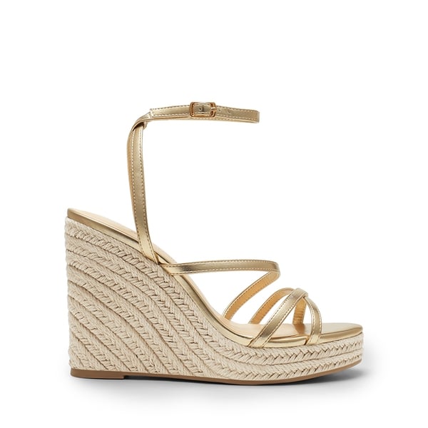 Espadrille Strappy Platform Sandals - GOLD - 3