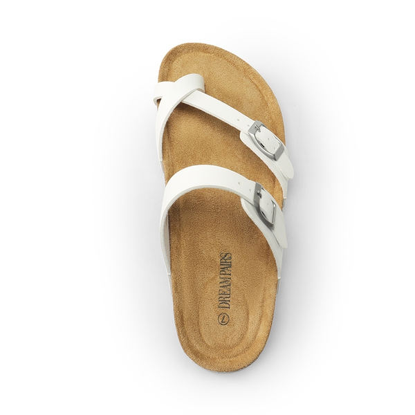 Cork Footbed Thong Slide Sandals  - WHITE - 2
