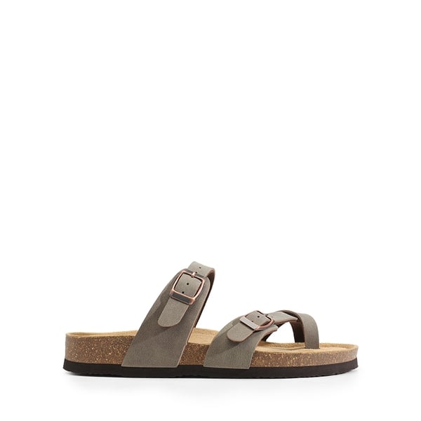 Cork Footbed Thong Slide Sandals  - BROWN - 3