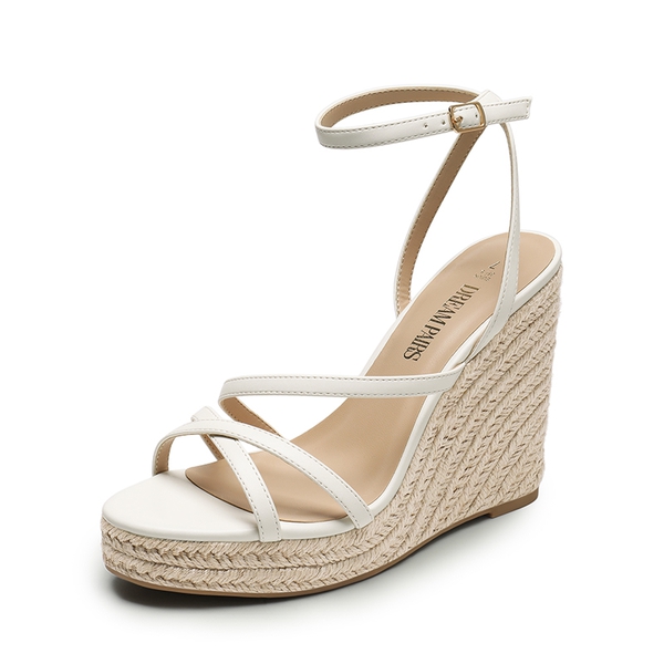 Espadrille Strappy Platform Sandals - WHITE -  0