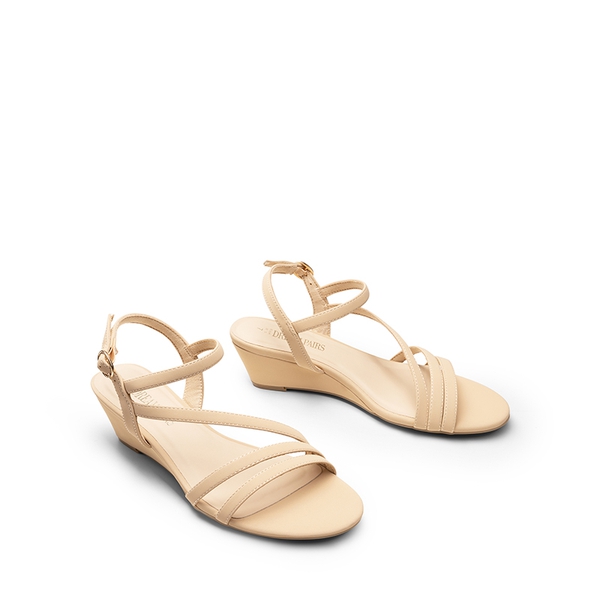 Strappy Wrapped Wedge Sandals - NUDE-NUBUCK - 2