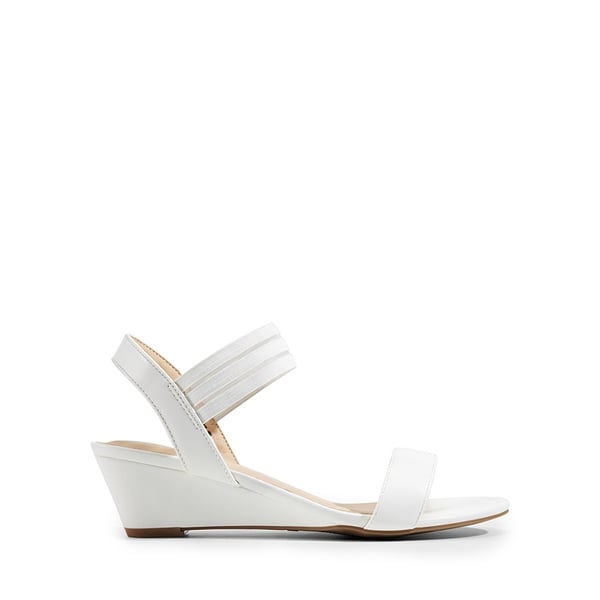 Slip on Elastic Strap Wedge Sandals - WHITE-PU - 1