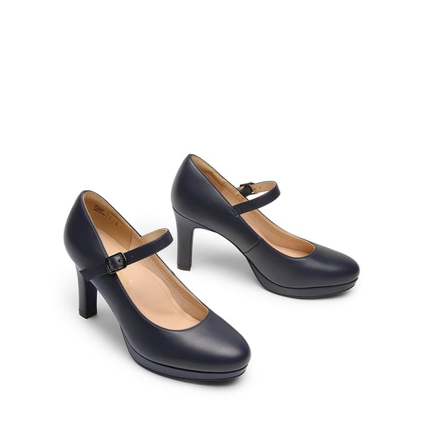 Mary Jane Platform Pumps - NAVY - 6