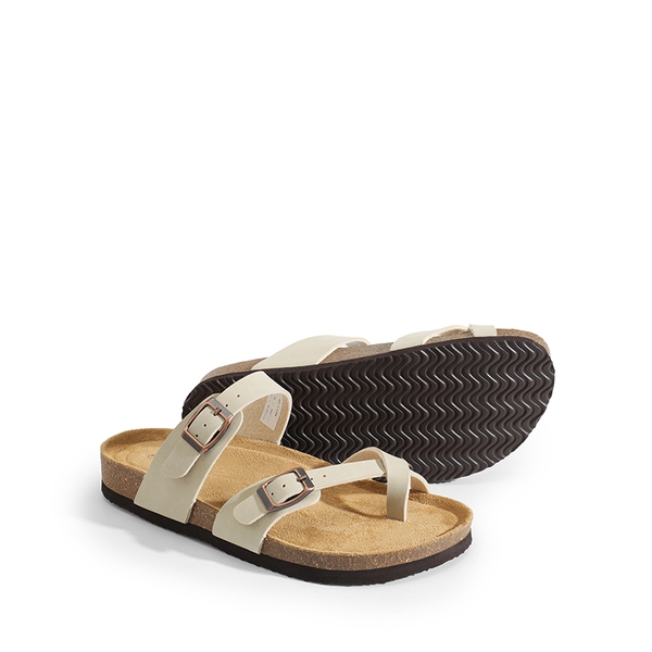 Cork Footbed Thong Slide Sandals  - NATURAL - 6