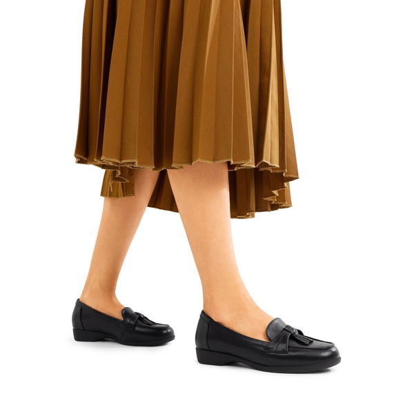 Arch Support Tassel Loafers - BLACK - 1