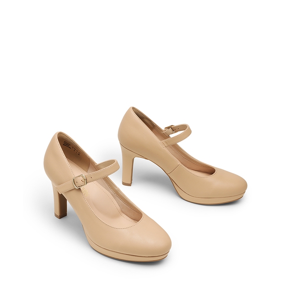 Mary Jane Platform Pumps - NUDE - 6