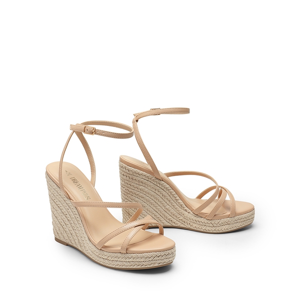 Espadrille Strappy Platform Sandals - NUDE - 5