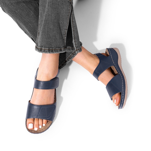Lightweight Hook-and-loop Straps Sandals - NAVY - 6