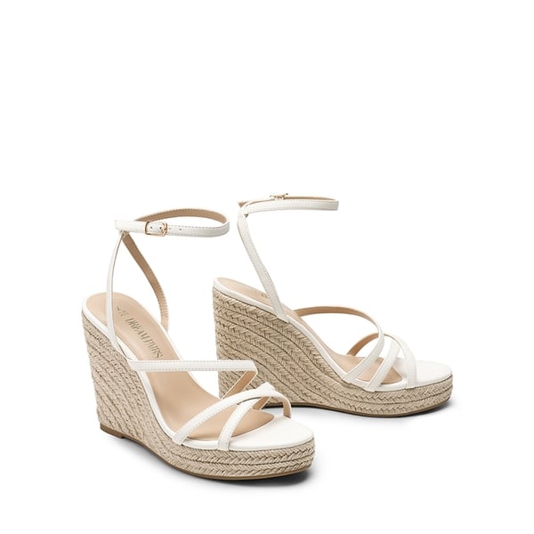Espadrille Strappy Platform Sandals - WHITE - 5