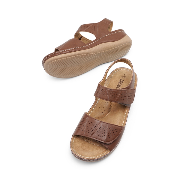 Lightweight Hook-and-loop Straps Sandals - BROWN - 4