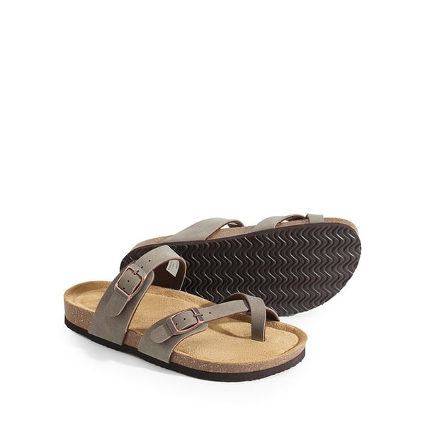 Cork Footbed Thong Slide Sandals  - BROWN - 6