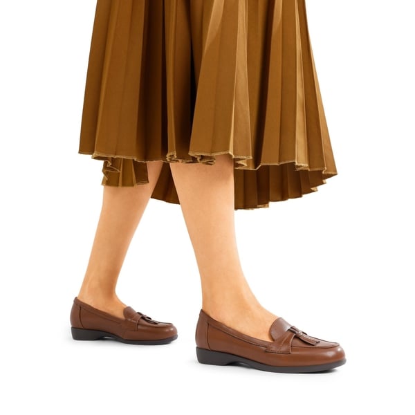 Arch Support Tassel Loafers - BROWN - 1