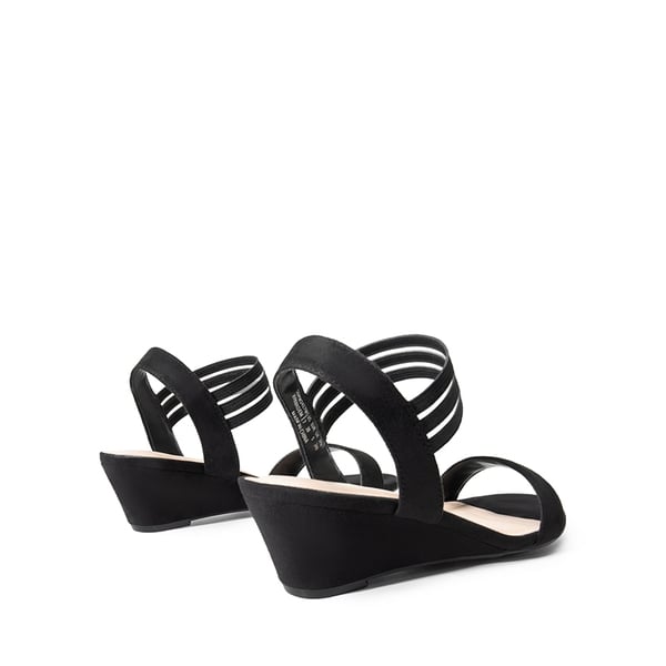 Slip on Elastic Strap Wedge Sandals - BLACK-SUEDE - 3