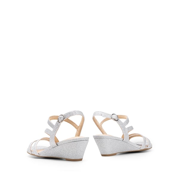 Strappy Wrapped Wedge Sandals - SILVER-GLITTER - 3